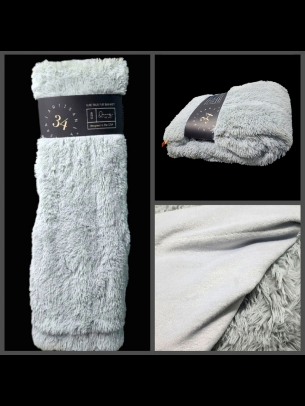 Artisan 34 Lux Faux Fur Shaggy Soft & Cozy Glam Queen Blanket Gray New